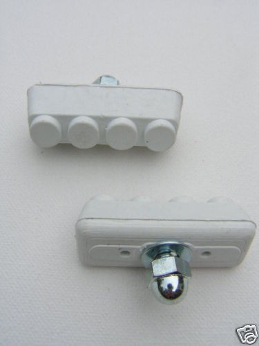 Old school BMX style freestyle brake pads   WHITE