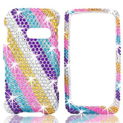   RAINBOW Rhinestone DIAMOND Bling Cover for LG RUMOR TOUCH LN510 Case