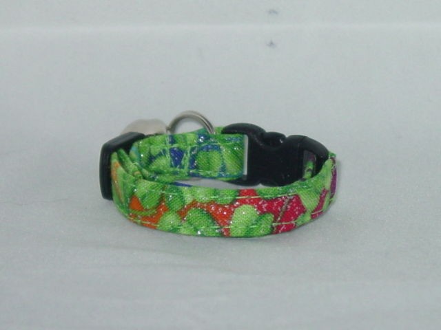 Shamrocks on Multi Rainbow Glitter Ferret or Kitten Collar