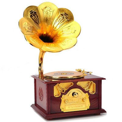 Stylish Retro Phonograph Clockwork Spring Music Box Gift Present