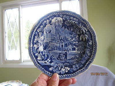   PALESTINE R. STEVENSON FLOW BLUE PLATE CIRCA1900 DARK BLUE 6.5