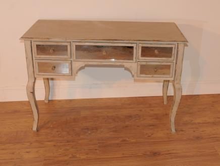 French Mirrored Pedestal Desk Bureau Plat Writing