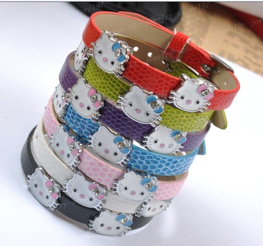   SHIPPING 1pcs MIX HelloKitty Wristbands Slider Letter Charms Bracelet