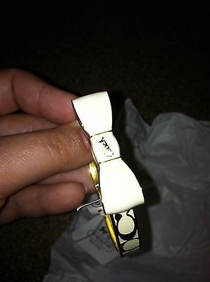 Coach Hinged Signature Bow Bangle Gold/White F95408 NWT