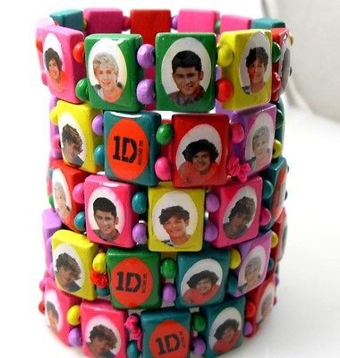   4pcs One 1 Direction 1d Wood stretch bracelet wristband Xmas jewelry