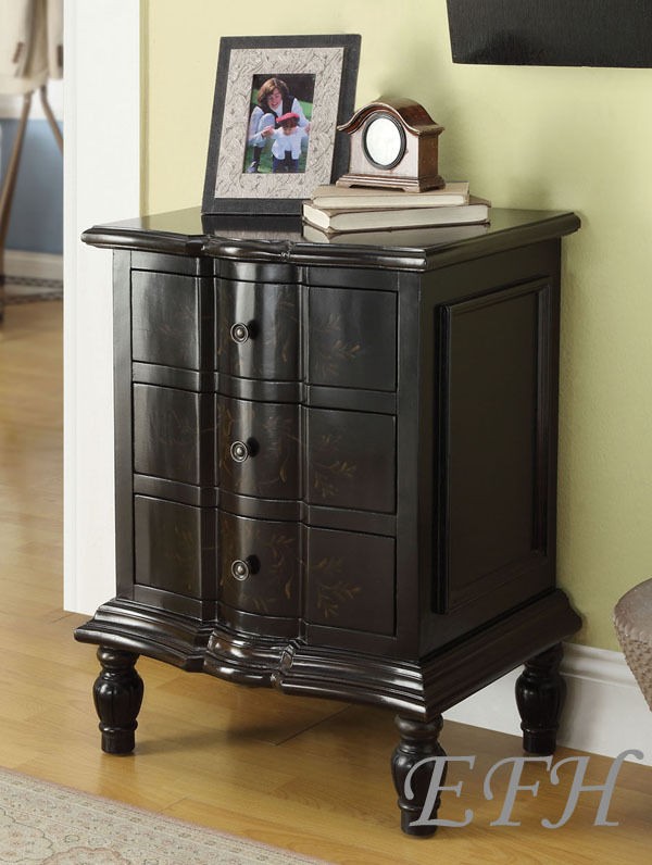 NEW JUMBAL TRADITIONAL BLACK FINISH WOOD BOMBAY CHEST DRAWERS