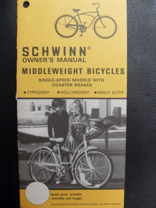 Original 1974 Schwinn Hollywood Owners Manual AK