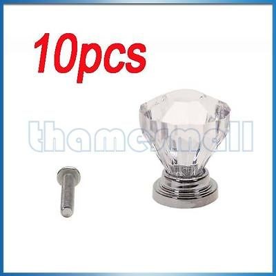 10pcs Clear Drawer Pull Knob Cabinet Dresser Cupboard Bin Handle 