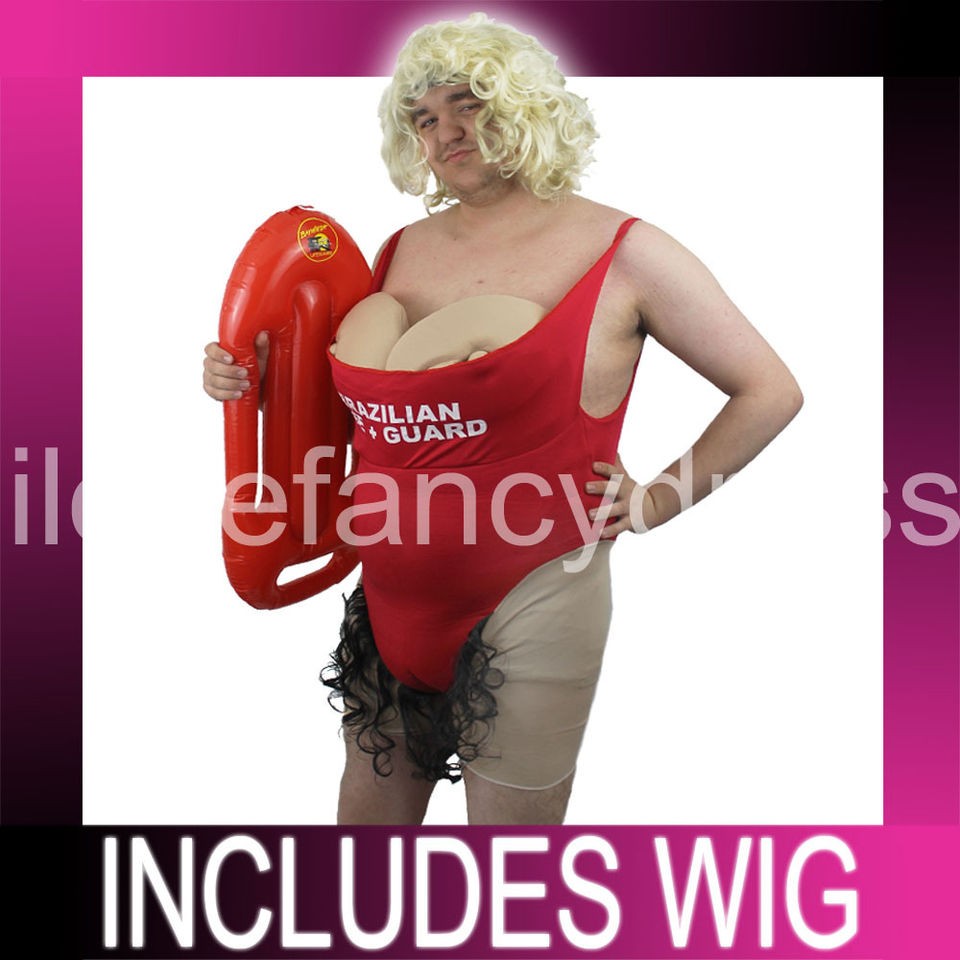 MENS BRAZILIAN BABS NOVELTY FANCY DRESS COSTUME LIFEGUARD RESCUE WOMAN