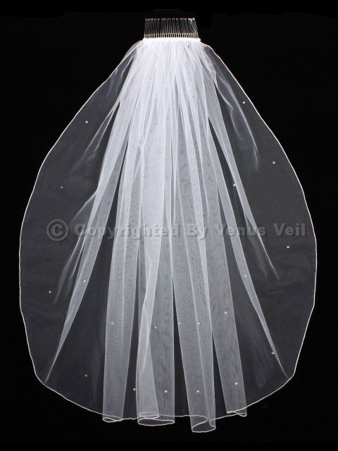   Elbow Length Scattered Rhinestones Pencil Edge Wedding Bridal Veil