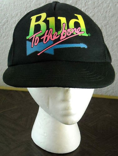 BUD TO THE BONE vintage hat BUDWEISER beer day glo cap 1991 guitar 