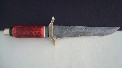 AA Knives Damascus Bowie Knife B 21,Antique Camel Bone, Bafflo Horn 