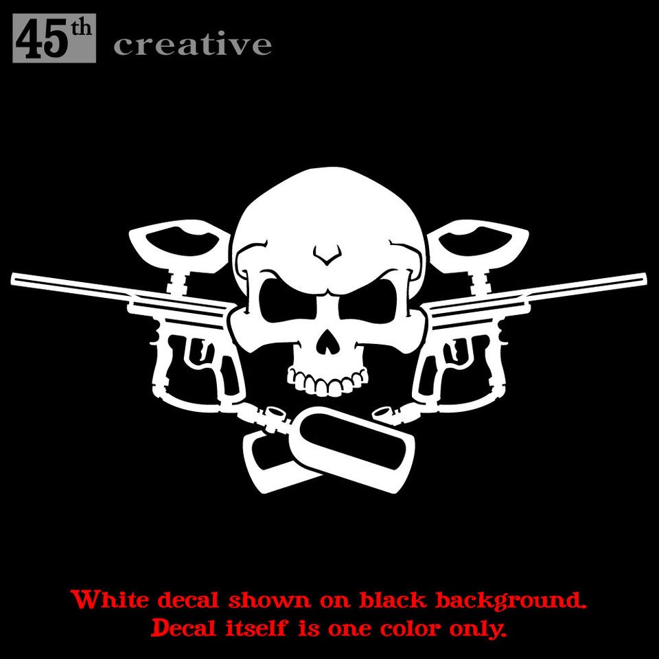   Crossbones Decal   paintballs marker gun hopper co2 tank sticker