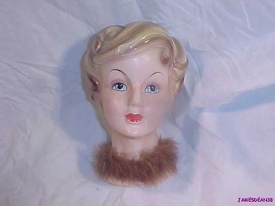   ENESCO LADY IN FUR STOLE BOA HEAD VASE HEAD VASE PLANTER JAPAN 6