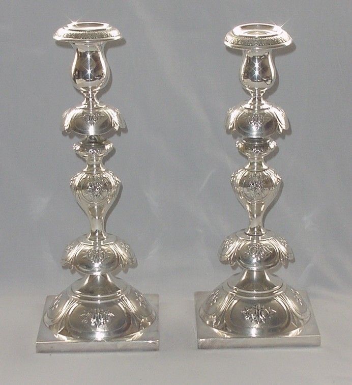 ANTIQUE PAIR SILVERPLATE CANDLESTICKS CANDELABRAS NORBLIN & CO GALW 