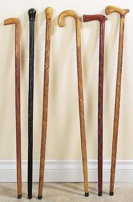 New Lot / 6 Handcrafted Walking Wood canes Sticks 36 H