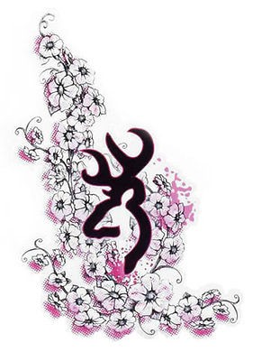   Browning Buckmark Flower Pink / Black Decal for Auto Car Truck