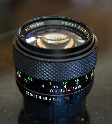 Porst Color Reflex 55mm F1.2 (yes, 1.2) Super fast prime lens Pentax 