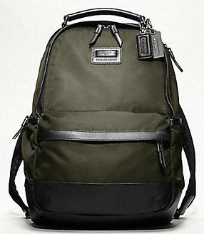 Coach Mens Rivington Nylon Backpack Dark Olive NWT #70532