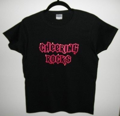 CHEERING ROCKS T Shirt Bling School Team Cheer Leader