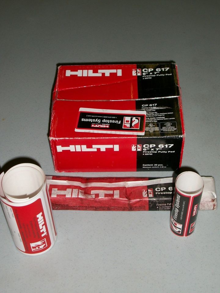 HILTI FIRESTOP PUTTY PADS, PUTTY STICK & LABLES. CP617 & CP618