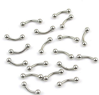 10PCS 18g Curved Tragus Lip Eyebrow 6mm Barbell 3MM ball Ear Bar rings 