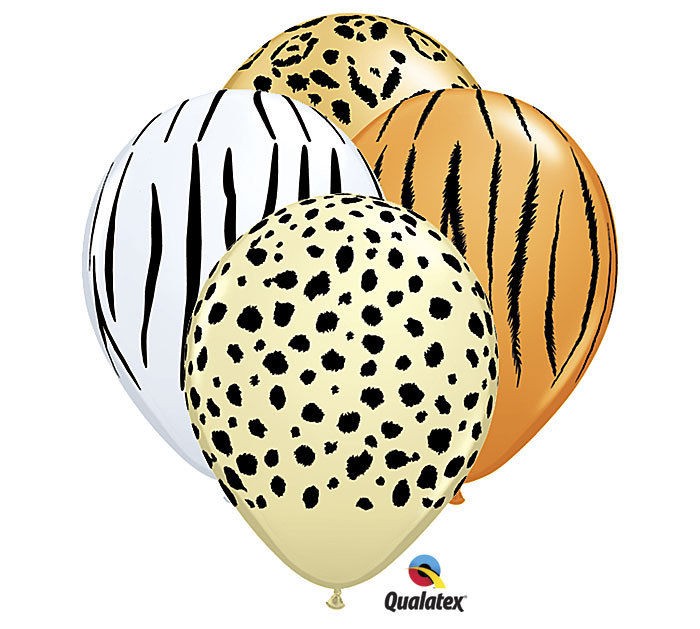 11 SAFARI Cheetah Zebra Leopard Package of 8, 24 or 50 Party Latex 