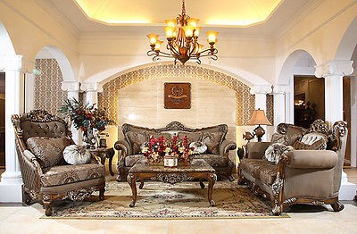 GORGEOUS&ELEGA​NT CASTILLIAN FORMAL CARVED SOFA SET OF THREE