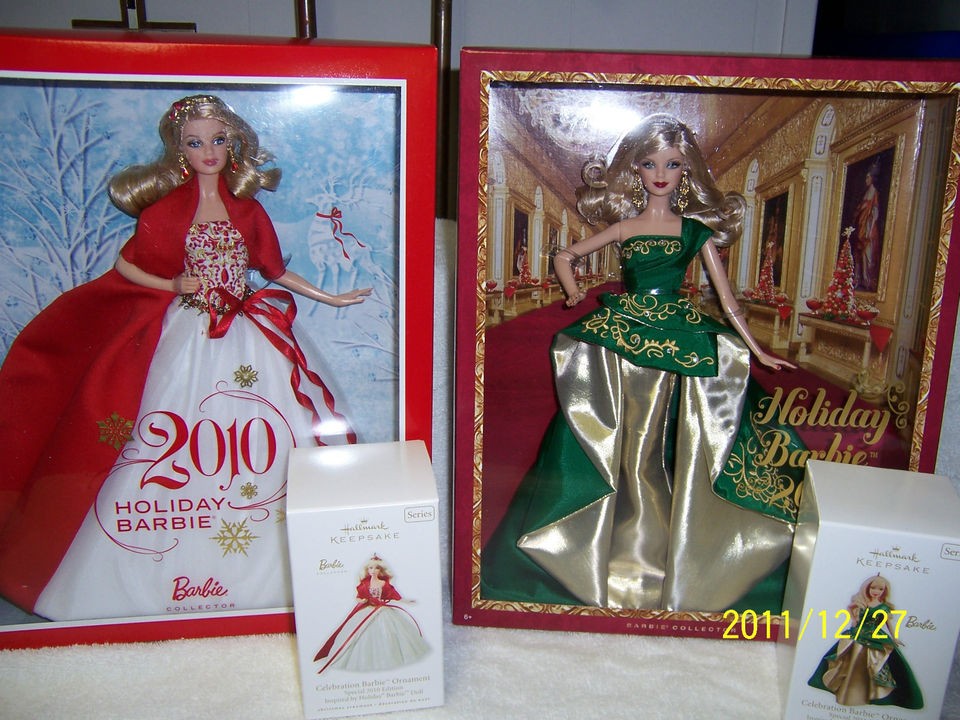 Newly listed 2010 & 2011 Hoilday Barbies W/Ornaments