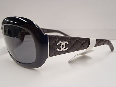 Chanel Black/Grey Gradient 5116-Q Quilted Leather CC Logo Sunglasses Chanel