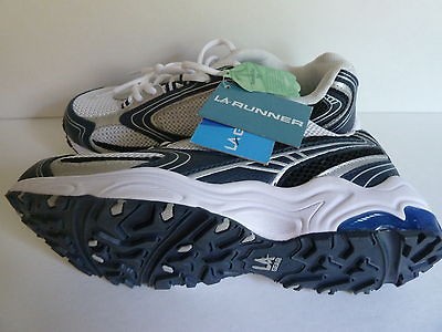 NEW LA GEAR, LA Runner~Trevor Size 10.5W, Navy/White Mesh 