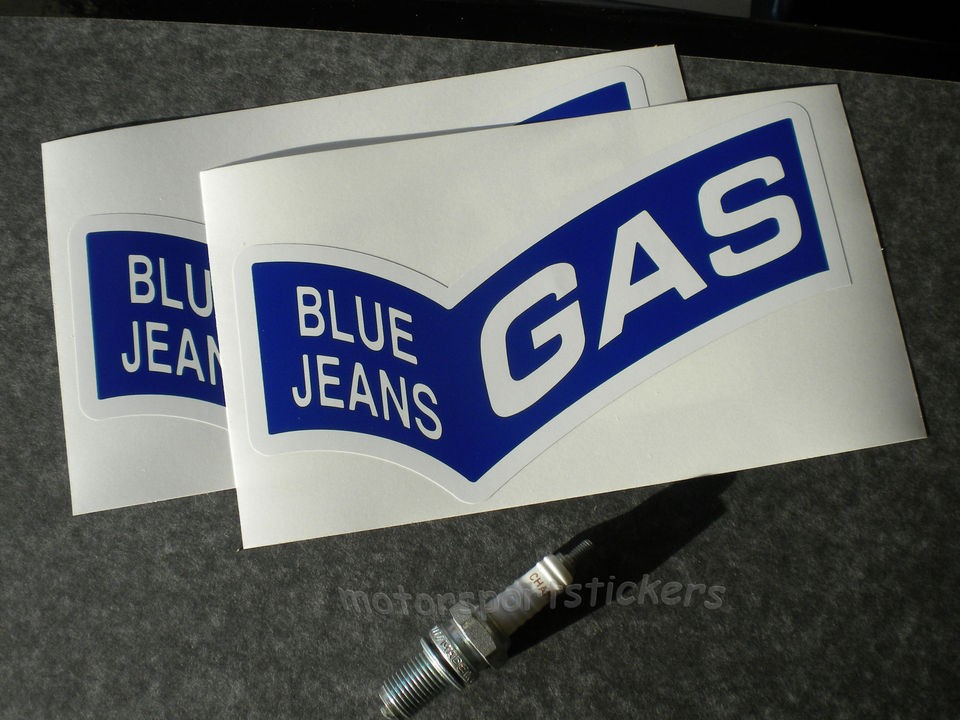 Pair of 5" Gas blue jeans stickers factory Repsol 