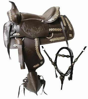 16 Western PARADE Saddle w/ Matching Headstall, BC and Reins NEW 