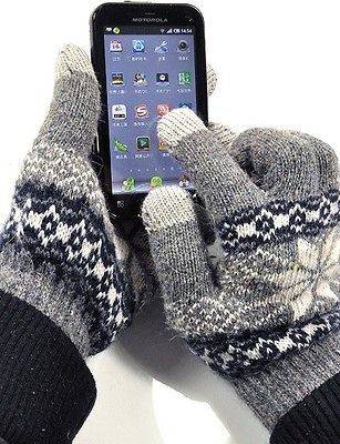 Touch Screen Phone Notebook Wool Blends Gray black Flakes Gloves