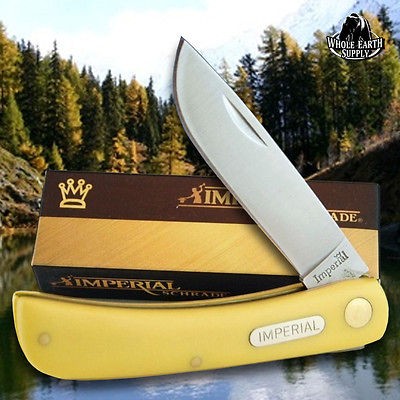 SCHRADE Imperial Yellow Sod Buster Pocket Knife Knives Camping Fishing 