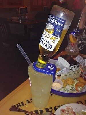   RITA BOTTLE HOLDERS HOLDS A CORONA IN YOUR MARGARITA GLASS BLUE