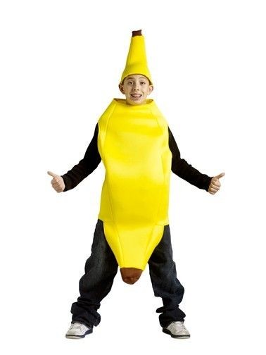 Childs Banana Costume Halloween Fruit Suit Food Kids Boys Girls 