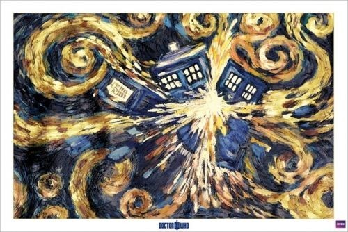 DOCTOR WHO   TV DOOR POSTER (VAN GOGH EXPLODING TARDIS)