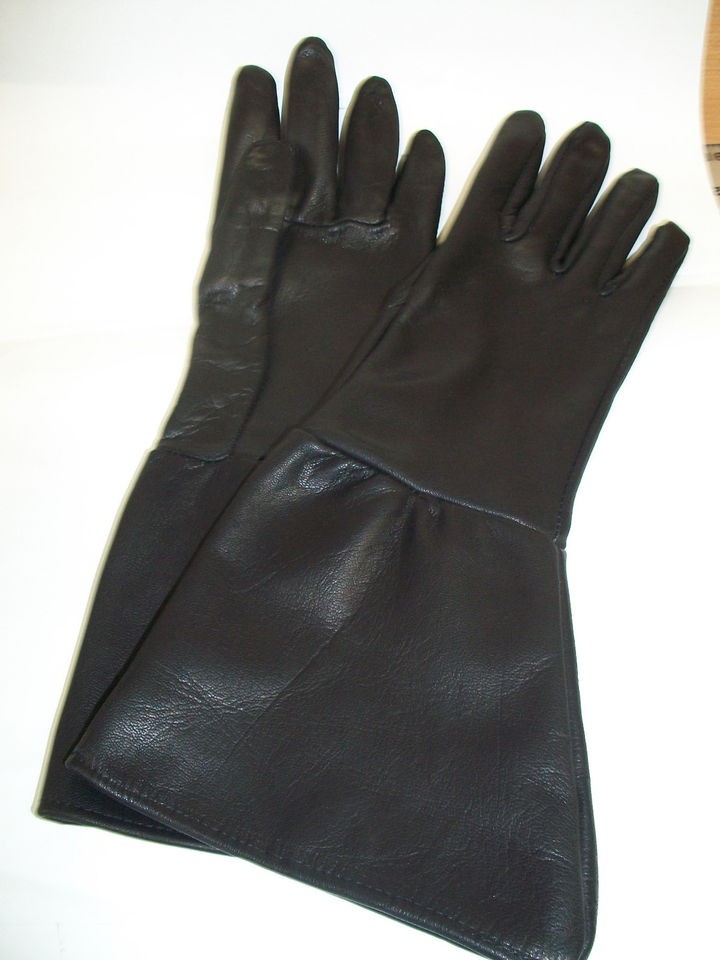 MENS BLACK TOP GRAIN SHEEPSKIN GAUNTLET GLOVES