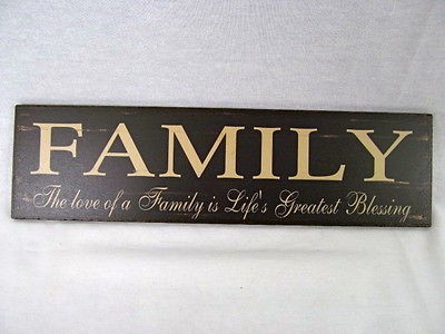 Family Blessings Wooden Sign   Primitive Rustic Country Decor