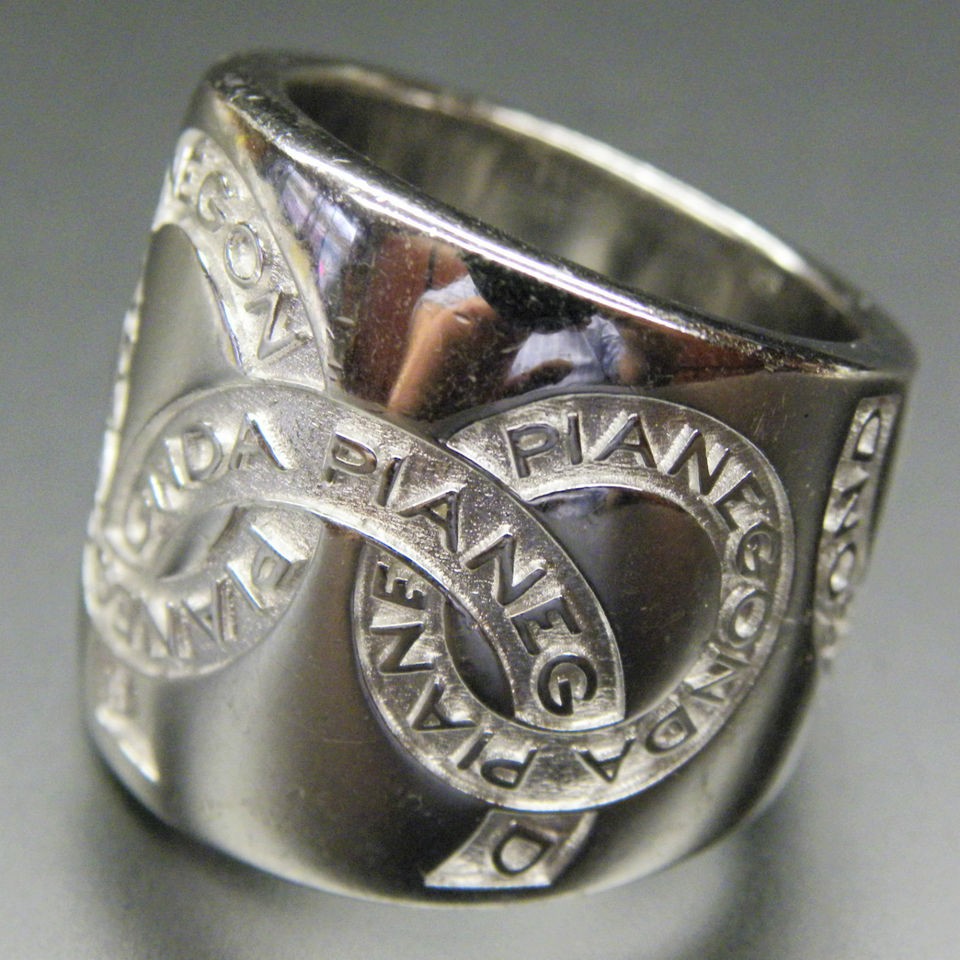 PIANEGONDA ITALY STERLING SILVER WIDE LOGO RING