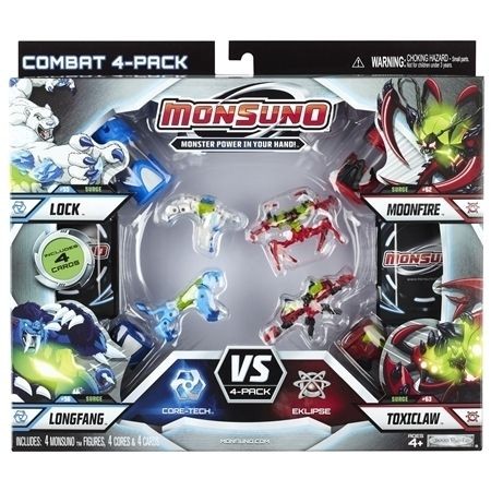 Jakks Monsuno Core 4 Pack Wave 3 Surge Lock 55 Moonfire 62 Longfang 5 