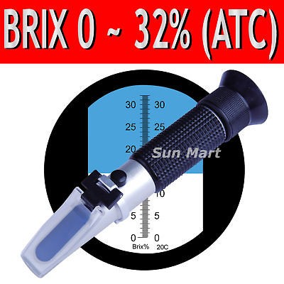 Brix Refractometer 0 32% Fruit Juice Wine Sugar Content Beer CNC Brew 