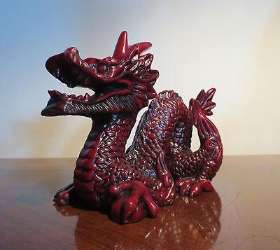 Circa 1986 Medium size Chinese ground stone dragon statue with box