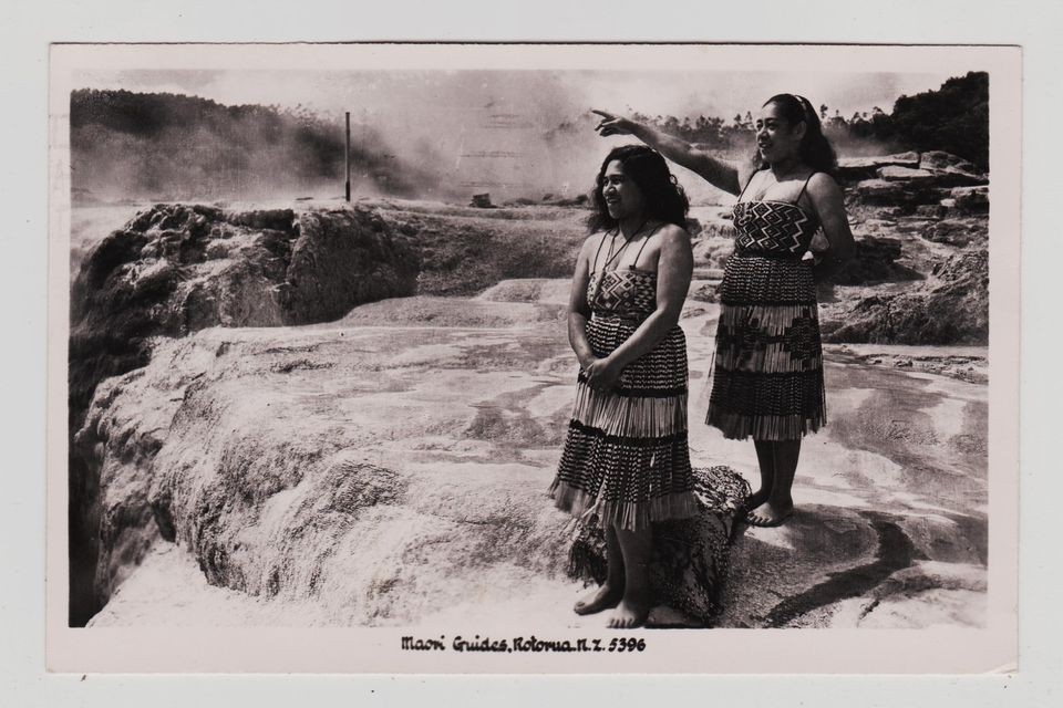 RPPC,Rotorua,New Zealand,2 Maori Woman Guides in Native Dress/Costume 