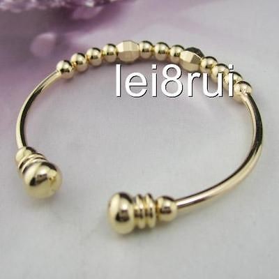   18k yellow gold filled bangle childrens bracelet W/beads GF jewelry