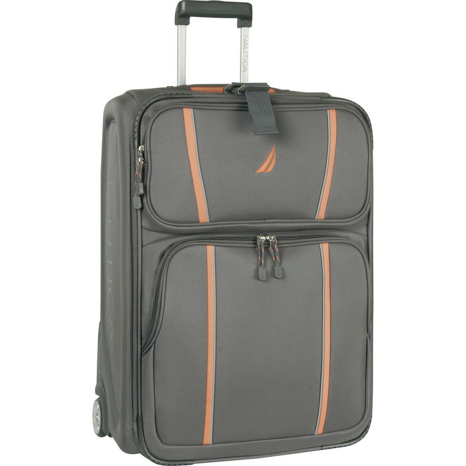 NAUTICA EXPANDABLE GRAY ORANGE 25 WHEELED SUITCASE LUGGAGE $300 VALUE