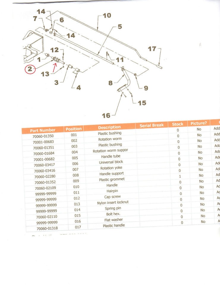 New OEM Kubota Rotation Worm B/BX/GF Ser. Snow Blower Attachments P 