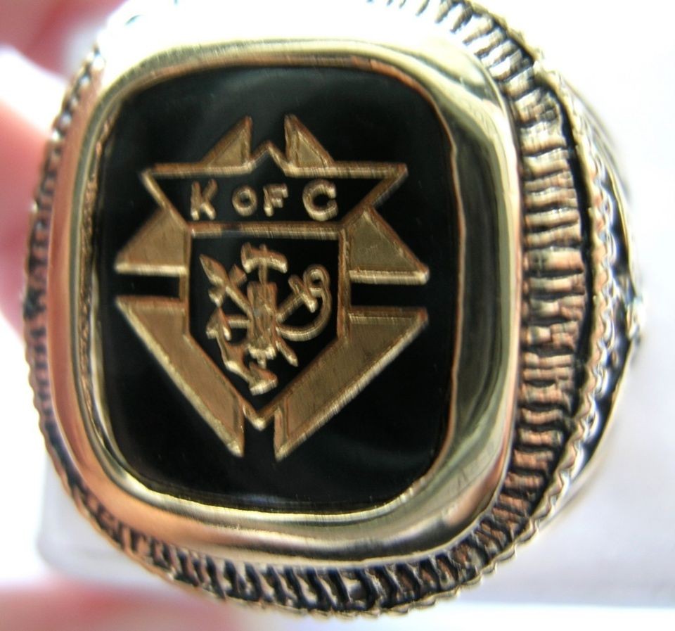 KNIGHTS OF COLUMBUS K of C Mens Ring, BLACK 3 D effect Size 12