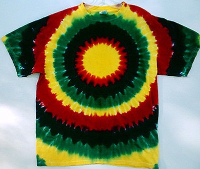   Vibrant RASTA SUN hand dyed TIE DYE T SHIRT Free Ship X LARGE $SALE